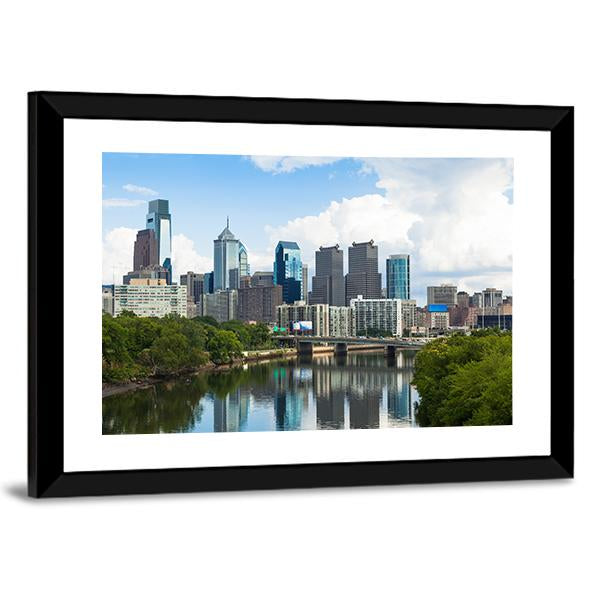 Skyline View Of Philadelphia Canvas Wall Art-5 Horizontal-Gallery Wrap-22" x 12"-Tiaracle