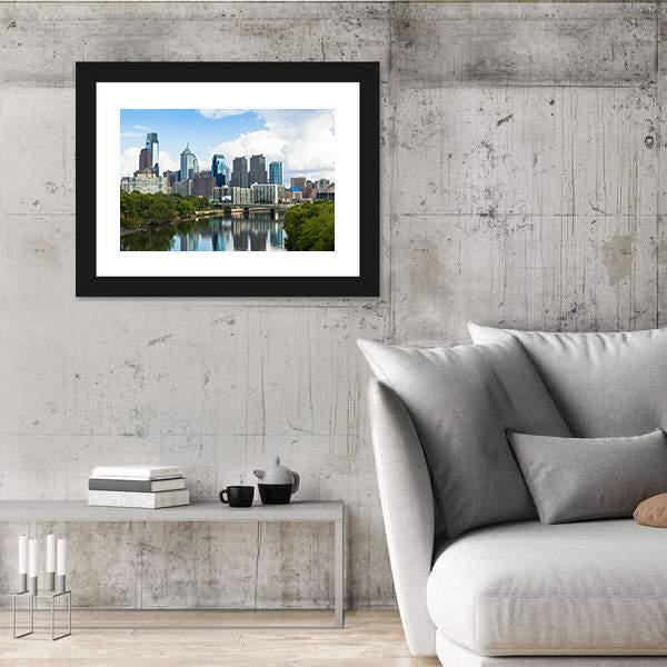Skyline View Of Philadelphia Canvas Wall Art-5 Horizontal-Gallery Wrap-22" x 12"-Tiaracle
