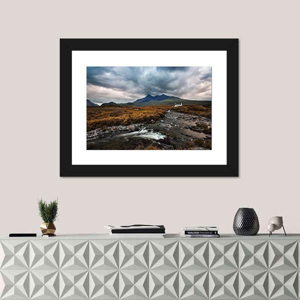 Sligachan Waterfall In United Kingdom Canvas Wall Art-1 Piece-Framed Print-20" x 16"-Tiaracle