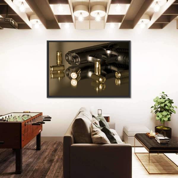 Small Gas Pistols For Self Defense Canvas Wall Art-5 Horizontal-Gallery Wrap-22" x 12"-Tiaracle