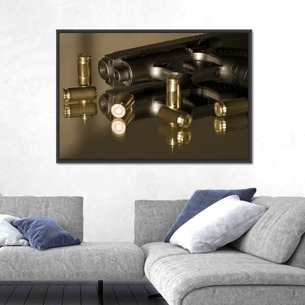 Small Gas Pistols For Self Defense Canvas Wall Art-5 Horizontal-Gallery Wrap-22" x 12"-Tiaracle