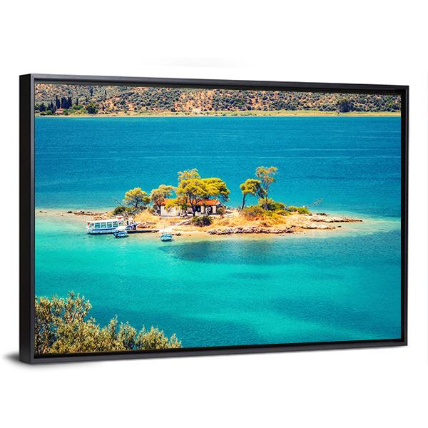 Small Island In Aegean Sea Canvas Wall Art-5 Horizontal-Gallery Wrap-22" x 12"-Tiaracle
