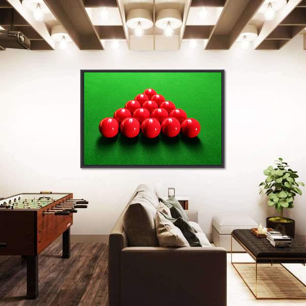 Snooker Balls Arranged In Triangular Shape Ready For Play Canvas Wall Art-5 Horizontal-Gallery Wrap-22" x 12"-Tiaracle