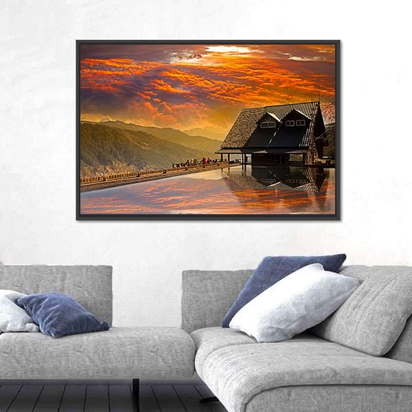 Snow Mountain Trail Head Huts In Taichung Taiwan Canvas Wall Art-5 Horizontal-Gallery Wrap-22" x 12"-Tiaracle