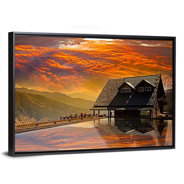 Snow Mountain Trail Head Huts In Taichung Taiwan Canvas Wall Art-5 Horizontal-Gallery Wrap-22" x 12"-Tiaracle