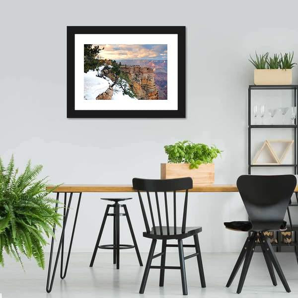 Snow On Grand Canyon Canvas Wall Art-5 Horizontal-Gallery Wrap-22" x 12"-Tiaracle