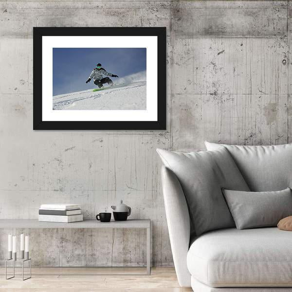 Snowboard Woman Racing Downhill Slope Canvas Wall Art-5 Horizontal-Gallery Wrap-22" x 12"-Tiaracle