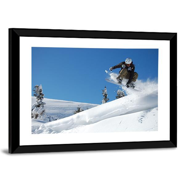 Snowboarder Jumping Motion Canvas Wall Art-5 Horizontal-Gallery Wrap-22" x 12"-Tiaracle