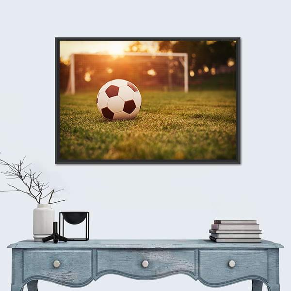 Soccer In Sunset Canvas Wall Art-5 Horizontal-Gallery Wrap-22" x 12"-Tiaracle