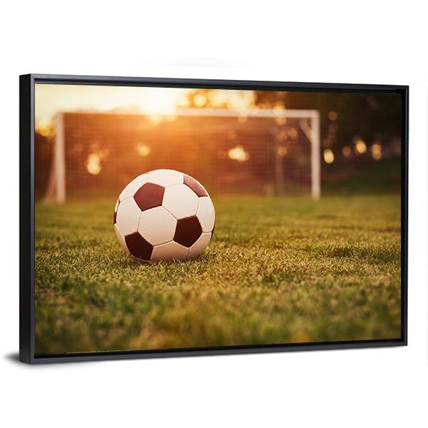 Soccer In Sunset Canvas Wall Art-5 Horizontal-Gallery Wrap-22" x 12"-Tiaracle