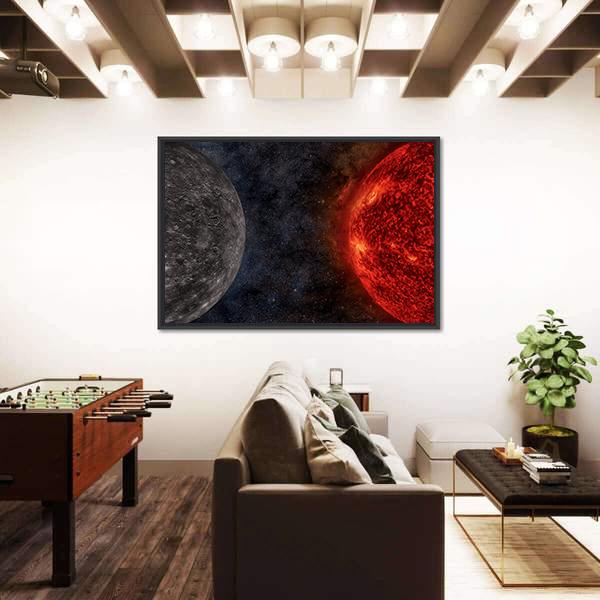 Solar System - Mercury Canvas Wall Art-1 Piece-Floating Frame-24" x 16"-Tiaracle