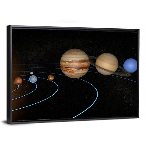 Solar System Planets In Space Universe Canvas Wall Art-3 Horizontal-Gallery Wrap-25" x 16"-Tiaracle