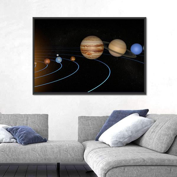 Solar System Planets In Space Universe Canvas Wall Art-3 Horizontal-Gallery Wrap-25" x 16"-Tiaracle