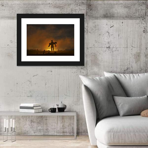 Soldier Carrying A Wounded Comrade Canvas Wall Art-5 Horizontal-Gallery Wrap-22" x 12"-Tiaracle