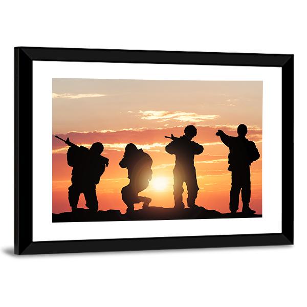 Soldiers Armed With Weapons Canvas Wall Art-3 Horizontal-Gallery Wrap-25" x 16"-Tiaracle