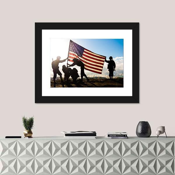 Soldiers In WWII Canvas Wall Art-5 Horizontal-Gallery Wrap-22" x 12"-Tiaracle