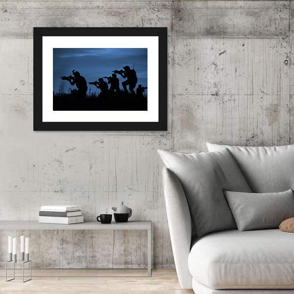 Soldiers With Rifle Canvas Wall Art-3 Horizontal-Gallery Wrap-25" x 16"-Tiaracle