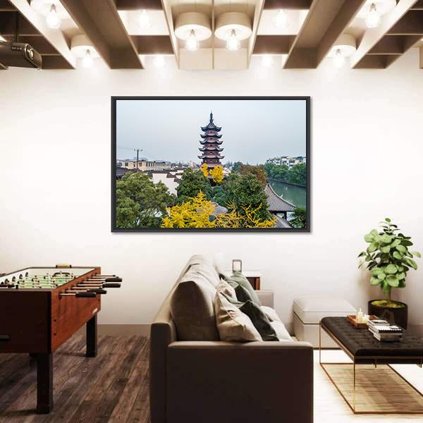 Songjiang Sijing Angola Tower Shanghai Canvas Wall Art-5 Horizontal-Gallery Wrap-22" x 12"-Tiaracle