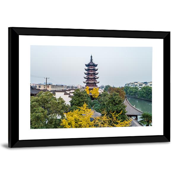 Songjiang Sijing Angola Tower Shanghai Canvas Wall Art-5 Horizontal-Gallery Wrap-22" x 12"-Tiaracle