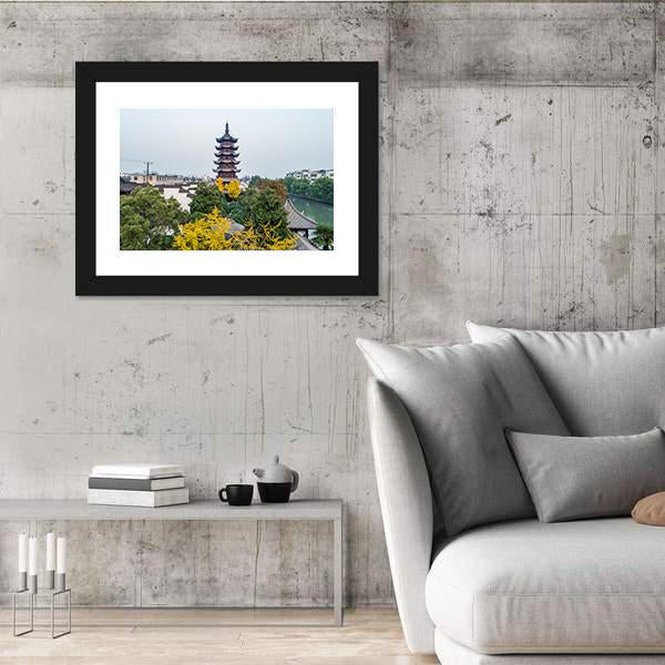Songjiang Sijing Angola Tower Shanghai Canvas Wall Art-5 Horizontal-Gallery Wrap-22" x 12"-Tiaracle