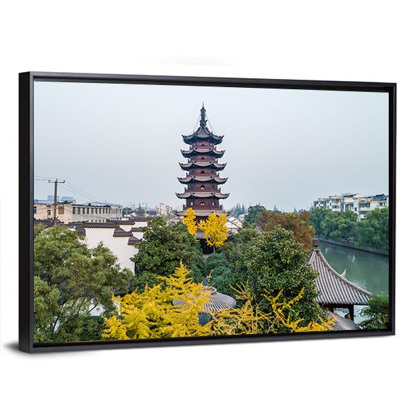 Songjiang Sijing Angola Tower Shanghai Canvas Wall Art-5 Horizontal-Gallery Wrap-22" x 12"-Tiaracle