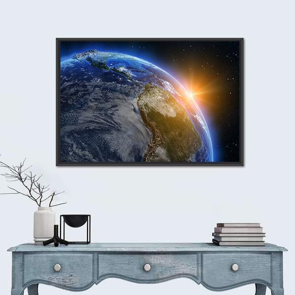 South America At Sunrise Canvas Wall Art-1 Piece-Floating Frame-24" x 16"-Tiaracle