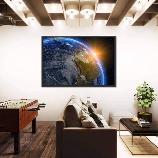 South America At Sunrise Canvas Wall Art-5 Horizontal-Gallery Wrap-22" x 12"-Tiaracle