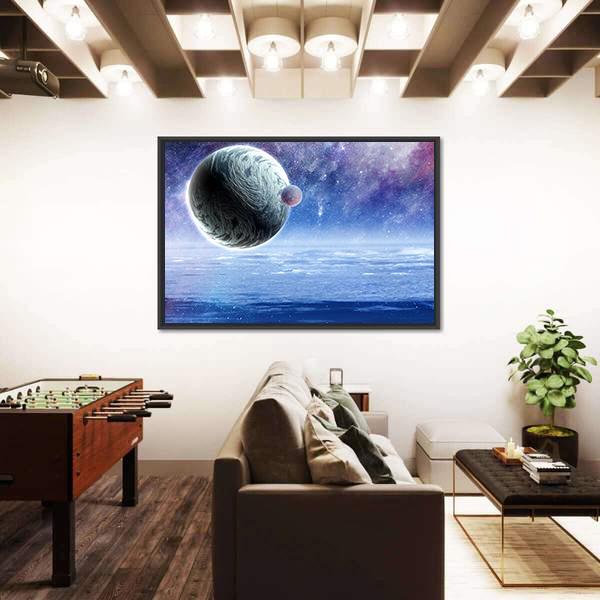 Space Planets And Starry Sky Canvas Wall Art-3 Horizontal-Gallery Wrap-25" x 16"-Tiaracle