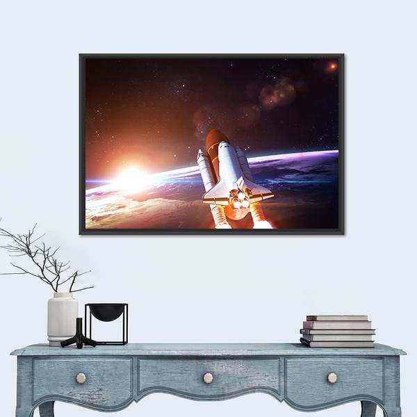 Space Shuttle Taking Off On A Mission Canvas Wall Art-5 Horizontal-Gallery Wrap-22" x 12"-Tiaracle