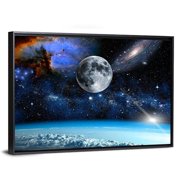 Space View From Earth Space Canvas Wall Art-3 Horizontal-Gallery Wrap-25" x 16"-Tiaracle