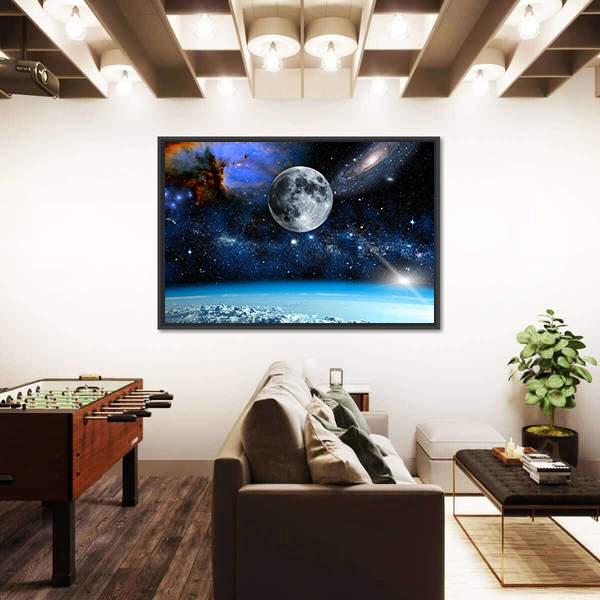 Space View From Earth Space Canvas Wall Art-5 Horizontal-Gallery Wrap-22" x 12"-Tiaracle