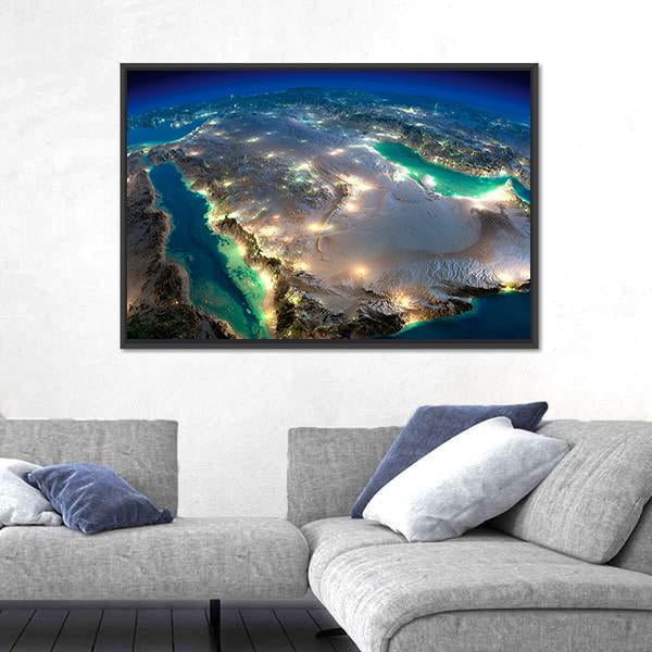 Space View Of Saudi Arabia Canvas Wall Art-5 Horizontal-Gallery Wrap-22" x 12"-Tiaracle