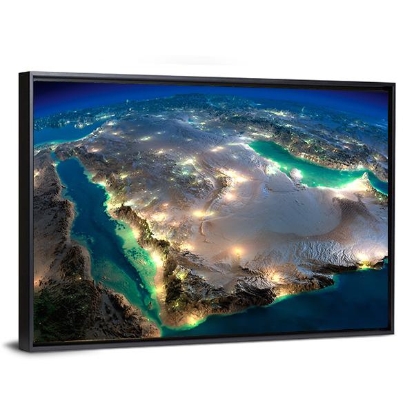 Space View Of Saudi Arabia Canvas Wall Art-5 Horizontal-Gallery Wrap-22" x 12"-Tiaracle