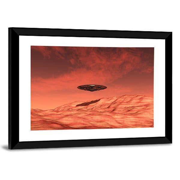 Spaceship On Mars Canvas Wall Art-5 Horizontal-Gallery Wrap-22" x 12"-Tiaracle