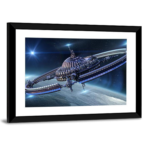 Spaceship With Dome Core And Gravitation Wheel Canvas Wall Art-5 Horizontal-Gallery Wrap-22" x 12"-Tiaracle