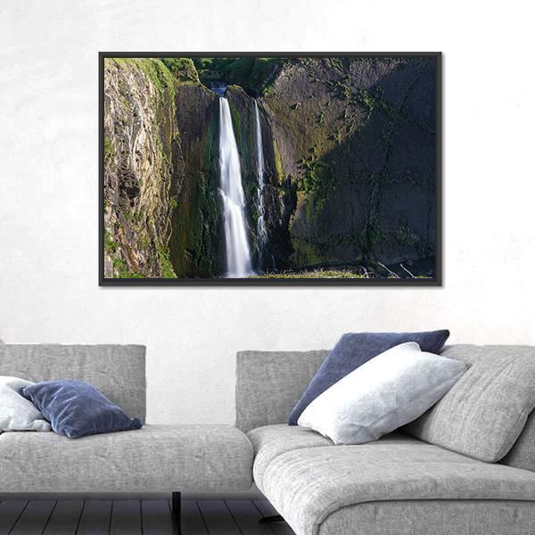 Spekes Mill Mouth Waterfall Canvas Wall Art-5 Horizontal-Gallery Wrap-22" x 12"-Tiaracle