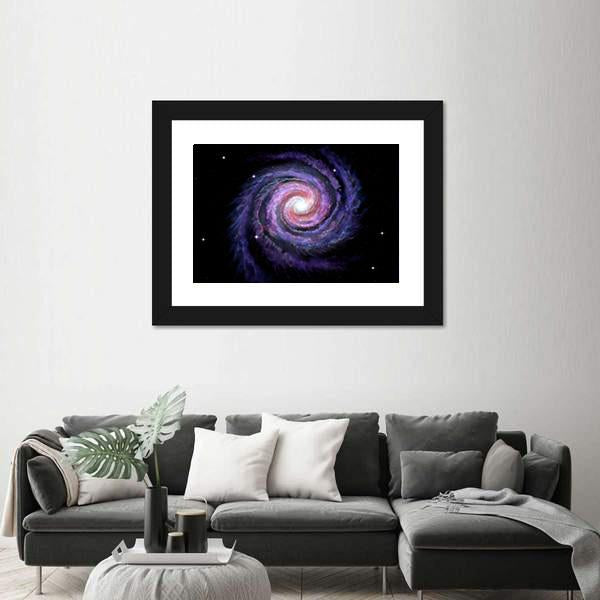 Spiral Galaxy Illustration Of Milky Way Canvas Wall Art-1 Piece-Framed Print-20" x 16"-Tiaracle