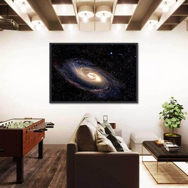 Spiral Galaxy In Deep Space With Star Field Canvas Wall Art-3 Horizontal-Gallery Wrap-25" x 16"-Tiaracle