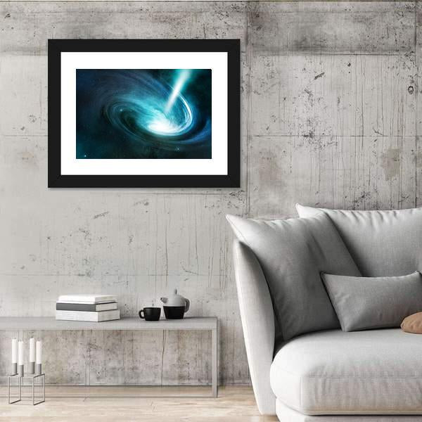 Spiral Nebula And Light Ray Canvas Wall Art-3 Horizontal-Gallery Wrap-25" x 16"-Tiaracle