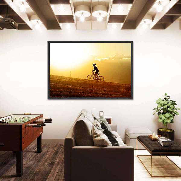 Sport Man Cycling Uphill Canvas Wall Art-1 Piece-Floating Frame-24" x 16"-Tiaracle