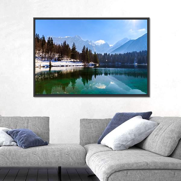 Spring At The Alpine Lake Canvas Wall Art-3 Horizontal-Gallery Wrap-25" x 16"-Tiaracle
