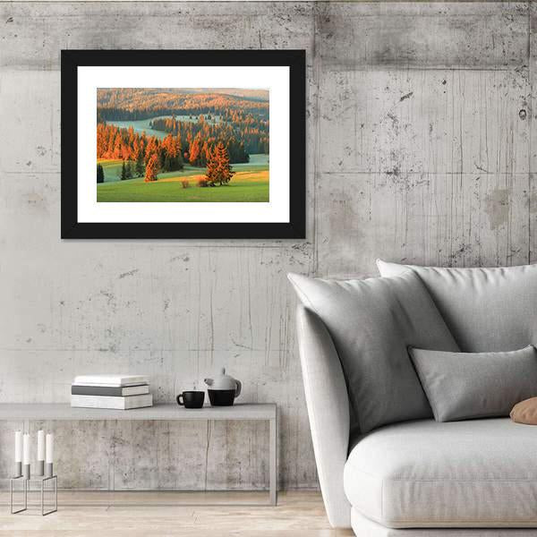 Spring Green Valley In Morning Canvas Wall Art-3 Horizontal-Gallery Wrap-25" x 16"-Tiaracle