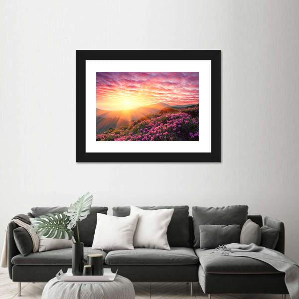 Spring Landscape In Mountains And The Sky With Clouds Canvas Wall Art-1 Piece-Framed Print-20" x 16"-Tiaracle