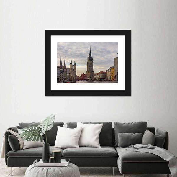 Square Market Of Halle Canvas Wall Art-1 Piece-Framed Print-30" x 20"-Tiaracle