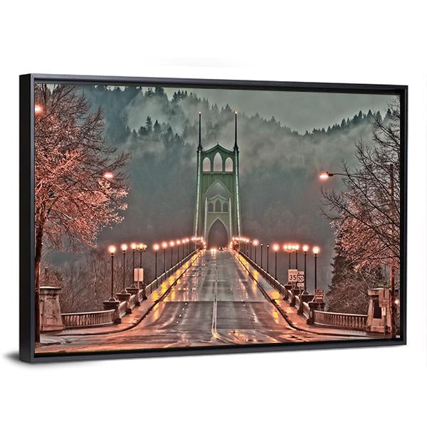 St Johns Bridge Canvas Wall Art-5 Horizontal-Gallery Wrap-22" x 12"-Tiaracle