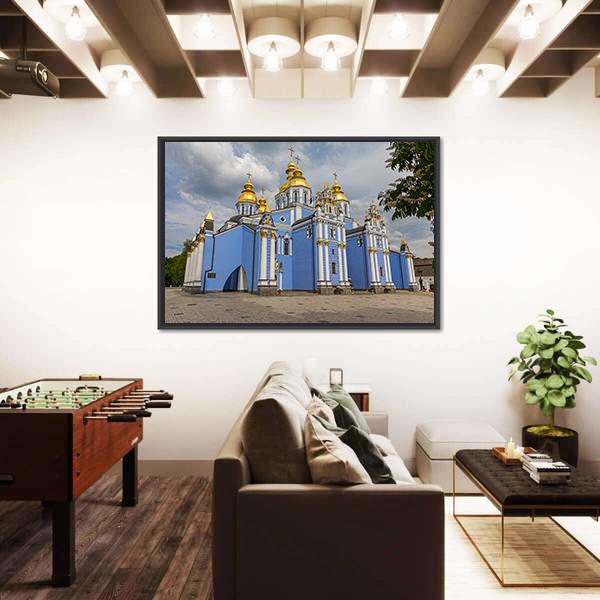 St Michaels Golden Domed Monastery In Ukraine Canvas Wall Art-1 Piece-Floating Frame-36" x 24"-Tiaracle