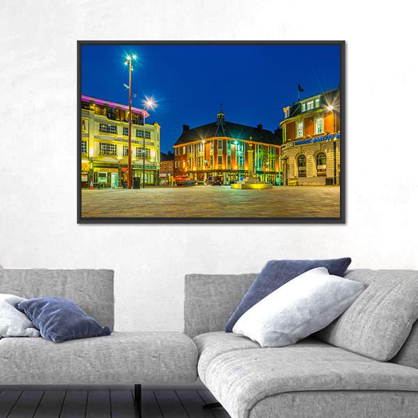 St Nicholas Square In Leicester Canvas Wall Art-5 Horizontal-Gallery Wrap-22" x 12"-Tiaracle