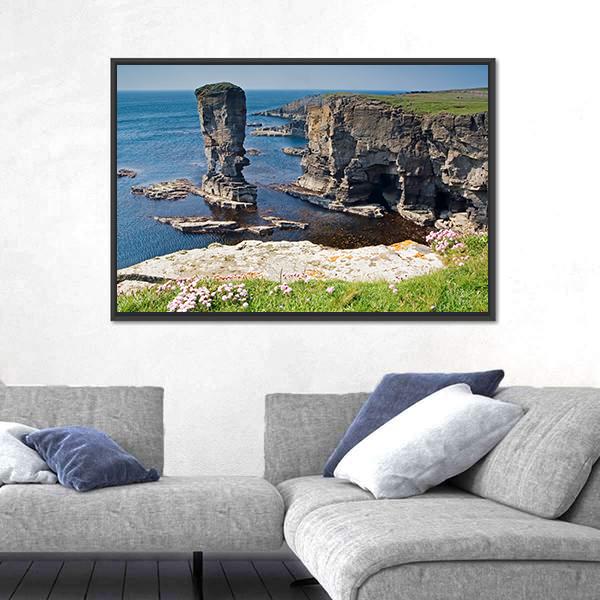 Stacks Of Yesnaby In Orkney Canvas Wall Art-5 Horizontal-Gallery Wrap-22" x 12"-Tiaracle