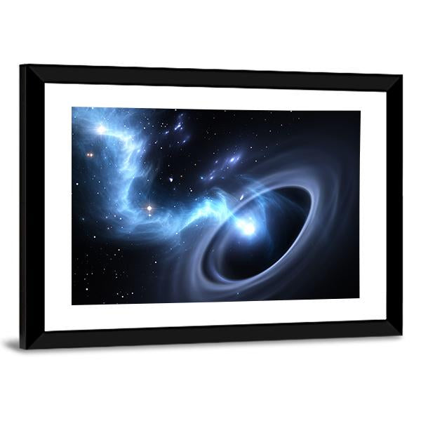 Stars And Material Falls Into A Black Hole Canvas Wall Art-3 Horizontal-Gallery Wrap-25" x 16"-Tiaracle