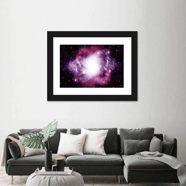Stars Dust And Gas Nebula In A Far Galaxy Canvas Wall Art-3 Horizontal-Gallery Wrap-25" x 16"-Tiaracle